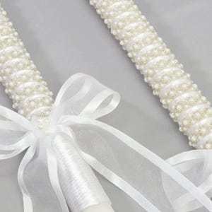 Orthodox 21&quot; Wedding Candles with Bead and Pearl Trim - Greek Lambathes - Lambades Gamou - Λαμπάδες Γάμου | Treasured Love by Dahlia