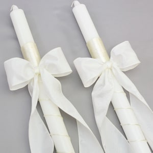 Orthodox 24&quot; THICK Wedding Candles with Satin Cord and Bow - Greek Lambathes - Lambades Gamou - Λαμπάδες Γάμου | Fell in Love by Dahlia