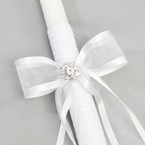 Orthodox Girls Baptism Candles with White Trim Greek Lambathes Lambades Vaptisis Λαμπάδες Βάπτισης Catia White 21 by Dahlia image 3