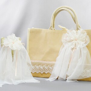Tote for Ladopana - Gift Bag for Any Occassion - Reusable Burlap Tote - Greek Orthodox Baptism Tote | Eleni Rose Petal by Dahlia