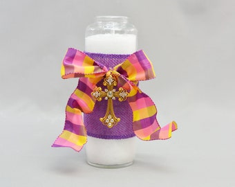 Greek Orthodox Easter Candle - Rhinestone Cross Bright Week Candles - Pascha Lambathes - Πασχαλινἐς Λαμπάδες | Dahlia