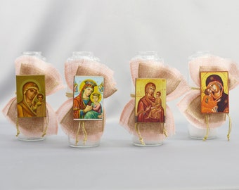 Greek Orthodox Easter Candle - Magnet Icons with Theotokos Bright Week Candles - Pascha Lambathes - Πασχαλινἐς Λαμπάδες | Dahlia