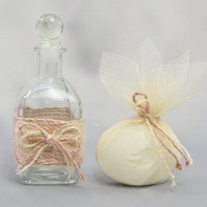 Orthodox Girls Baptism Oil Bottle & Soap in Pink and Ivory Twine  -Greek Baptism- Σετ Λαδιού βάπτισης | Penny Oil Bottle and Soap by Dahlia