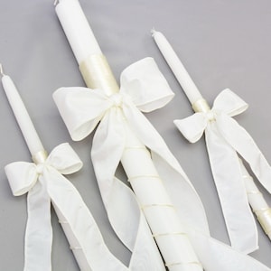 Orthodox Boys Baptism Candles with Satin Cord - Greek Lambathes - Lambades Vaptisis - Λαμπάδες Βάπτισης | Alexandros 24&quot; Dahlia