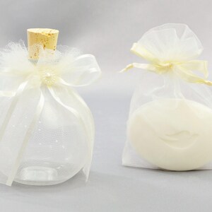 Orthodox Girls Baptism Oil Bottle & Soap with Ivory Tulle - Greek Baptism - Σετ Λαδιού βάπτισης | Catia Ivory Oil Bottle and Soap by Dahlia