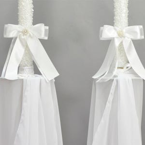 Orthodox 17&quot; THICK Church Wedding Candles with Pearl and Sequins - Greek Lambathes - Lambades Gamou - Λαμπάδες Γάμου | Love Song by Dahlia
