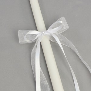 Orthodox Girls Baptism Candles with White Trim Greek Lambathes Lambades Vaptisis Λαμπάδες Βάπτισης Catia White 21 by Dahlia image 6