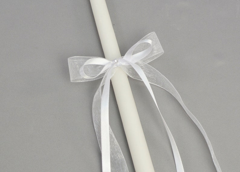 Orthodox Girls Baptism Candles with White Trim Greek Lambathes Lambades Vaptisis Λαμπάδες Βάπτισης Catia White 21 by Dahlia image 6