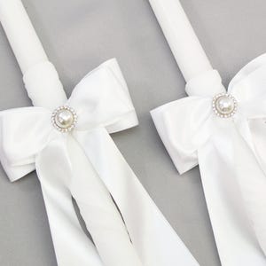 Orthodox 24&quot; Wedding Candles with White Trim and Bows - Greek Lambathes - Lambades Gamou - Λαμπάδες Γάμου | Commitment by Dahlia