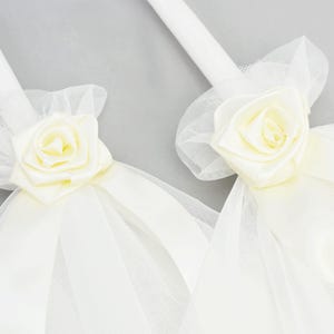 Orthodox 24&quot; Wedding Candles with Soft Ivory Rose - Greek Lambathes - Lambades Gamou - Λαμπάδες Γάμου | Sweethearts by Dahlia