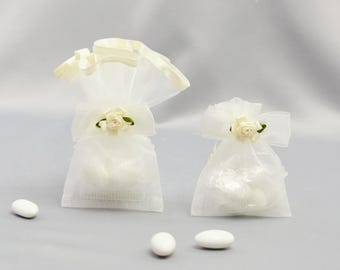 Wedding Favors with Ivory Ribbon Floret - Greek Boubounieres Koufeta - Italian Bomboniera Confetti | Joined Together by Dahlia
