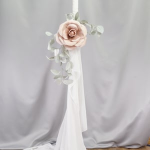 Orthodox 17&quot; THICK Church Wedding Candles with Large Flower - Greek Lambathes - Lambades Gamou - Λαμπάδες Γάμου | Growing Love by Dahlia