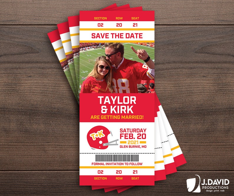 Football Fan Favorite Sports Ticket, Custom Invitation, Save the Date ...