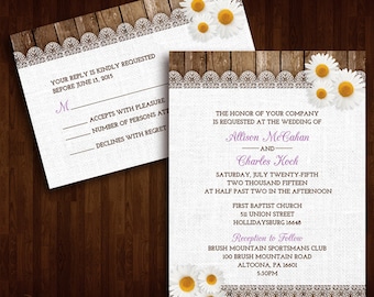 Country, Rustic, Daisy Wedding Invitations