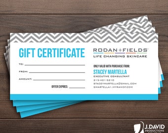 Rodan + Fields Gift Certificate, R+F Consultant, Business Cards