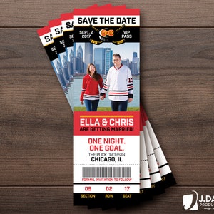 Hockey Fan Lieblings Sport Ticket, individuelle Einladung, Save the Date, Geburtstag, Abschlussfeier, Verlobung, Party, Dusche, Ankündigung