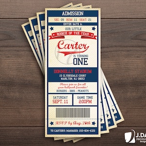 Rookie of the Year, All Star, MVP, Little Slugger, Baseball Geburtstag, Ticket-Einladung