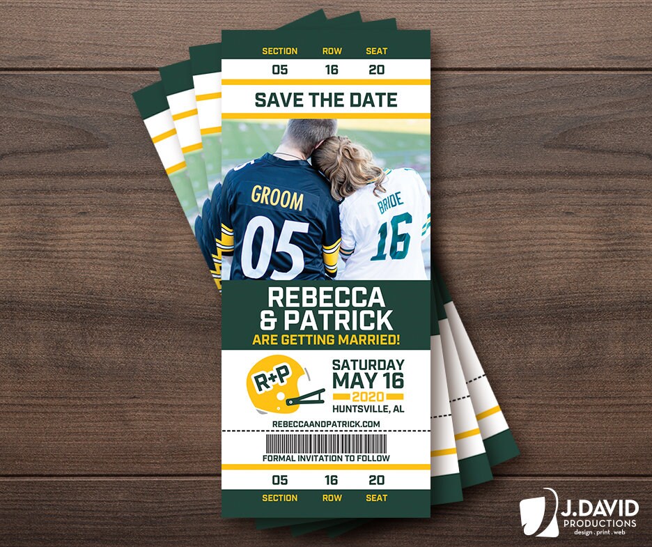 Football Fan Favorite Sports Ticket, Custom Invitation, Save the Date ...