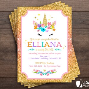 Unicorn Birthday Invitation, Magical Celebration, Girl Party image 3