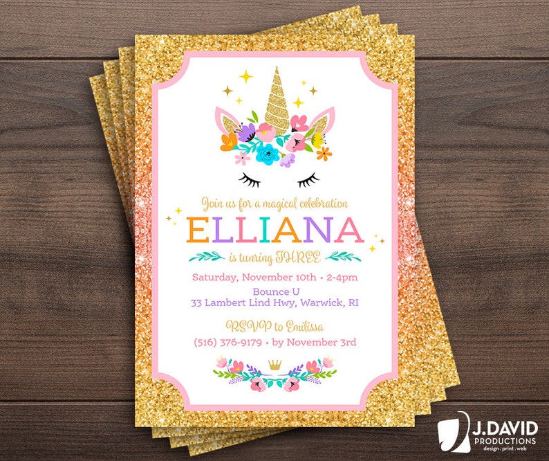 Unicorn Birthday Invitation, Magical Celebration, Girl Party image 3