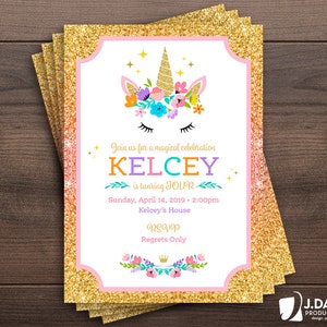 Unicorn Birthday Invitation, Magical Celebration, Girl Party image 4