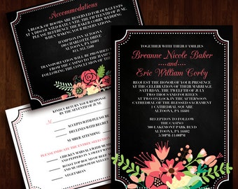 Colorful, Rustic Wedding Invitation