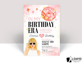 Birthday Era, Eras Theme, Party Invitation, Printed Invites with Envelopes