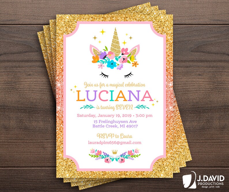 Unicorn Birthday Invitation, Magical Celebration, Girl Party image 7