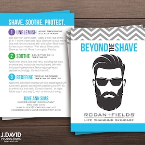 Beyond the Shave, Instruction Cards, Rodan and Fields, Skincare, Printed Cards