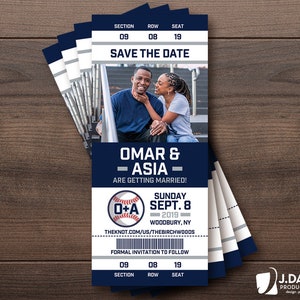 Baseball Fan Lieblingssport Ticket, individuelle Einladung, Save the Date, Geburtstag, Abschlussfeier, Verlobung, Party, Dusche, Ankündigung