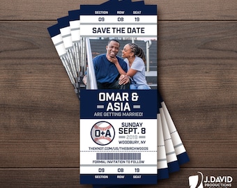 Baseball Fan Lieblingssport Ticket, individuelle Einladung, Save the Date, Geburtstag, Abschlussfeier, Verlobung, Party, Dusche, Ankündigung