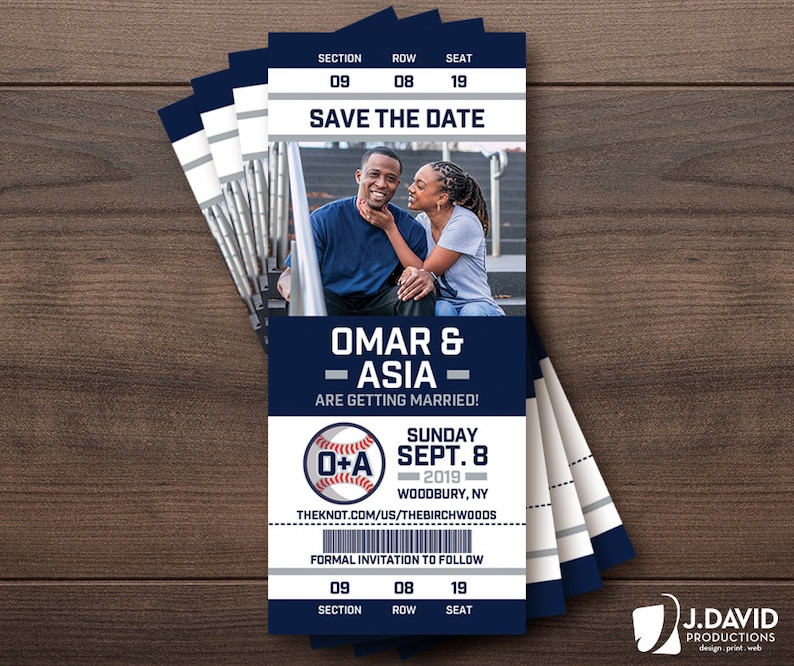 Custom Invitation Party Save the Date Engagement Shower Birthday Announcement Baseball Fan Favorite Sports Ticket Graduation