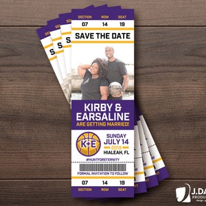 Basketball-Fan-Lieblingssportticket, individuelle Einladung, Save the Date, Geburtstag, Abschlussfeier, Verlobung, Party, Dusche, Ankündigung