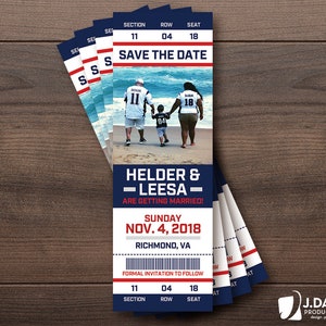 Football Fan Favorite Sports Ticket, Custom Invitation, Save the Date ...