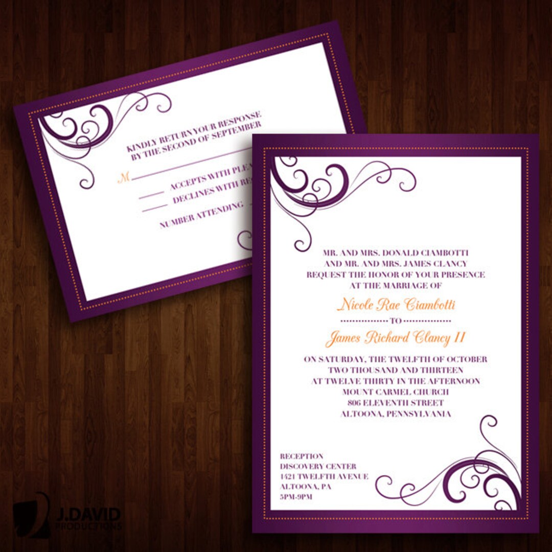 Simply Elegant Wedding Invitations Etsy
