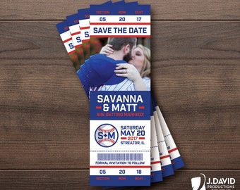 Baseball Fan Favorite Sports Ticket, Custom Invitation, Save the Date, Birthday, Graduation, Engagement, Party, Shower, Announcement