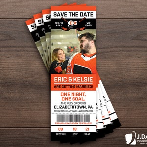 Eishockey Fan Lieblingssport Ticket, individuelle Einladung, Save the Date, Geburtstag, Abschlussfeier, Verlobung, Party, Dusche, Ankündigung
