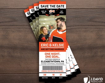 Hockey Fan Favorite Sports Ticket, Custom Invitation, Save the Date, Birthday, Graduation, Engagement, Party, Shower, Announcement