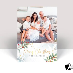 Tarjeta navideña familiar, Felices fiestas, Feliz Navidad, Collage de fotos, Invitación impresa con sobres