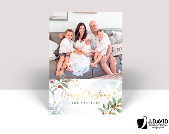 Family Christmas Card, Happy Holidays, Merry Christmas, Photo Collage, Printed Invitation with Envelopes