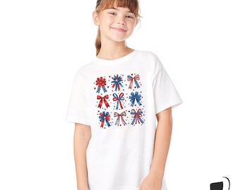 USA Coquette Bows, 4th of July, Memorial Day, Coquette American Flag, Patriotic Shirt, Stars and Stripes, Fireworks, Girls, Ladies, Toddler