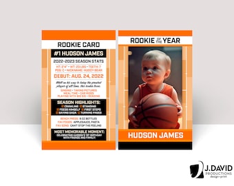 Basketball Player Card, Rookie of the Year, Most Valuable Player, All Star, Slam Dunk, 1st Birthday, Rookie Card