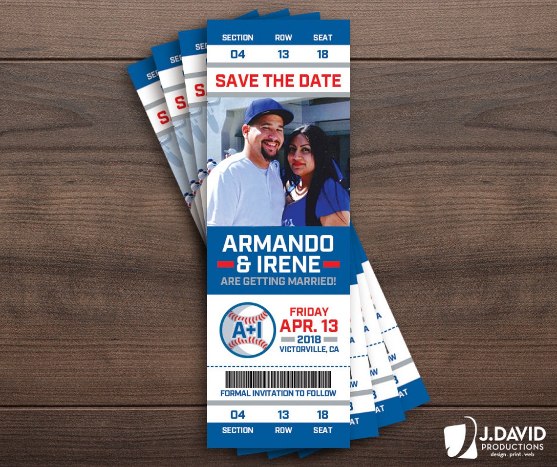 Baseball Fan Favorite Sports Ticket, Custom Invitation, Save the Date ...