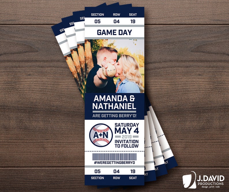 Custom Invitation Party Save the Date Engagement Shower Birthday Announcement Baseball Fan Favorite Sports Ticket Graduation