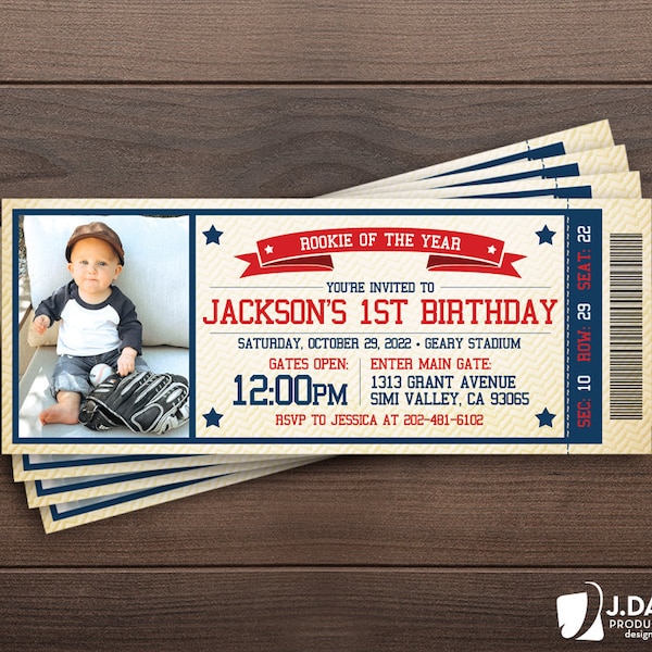 Rookie of the Year, All Star Baseball, Little Slugger, 1.Geburtstag, Ticket-Einladung