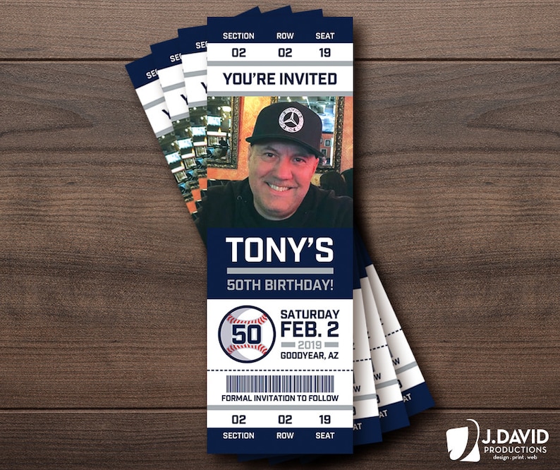 Custom Invitation Party Save the Date Engagement Shower Birthday Announcement Baseball Fan Favorite Sports Ticket Graduation
