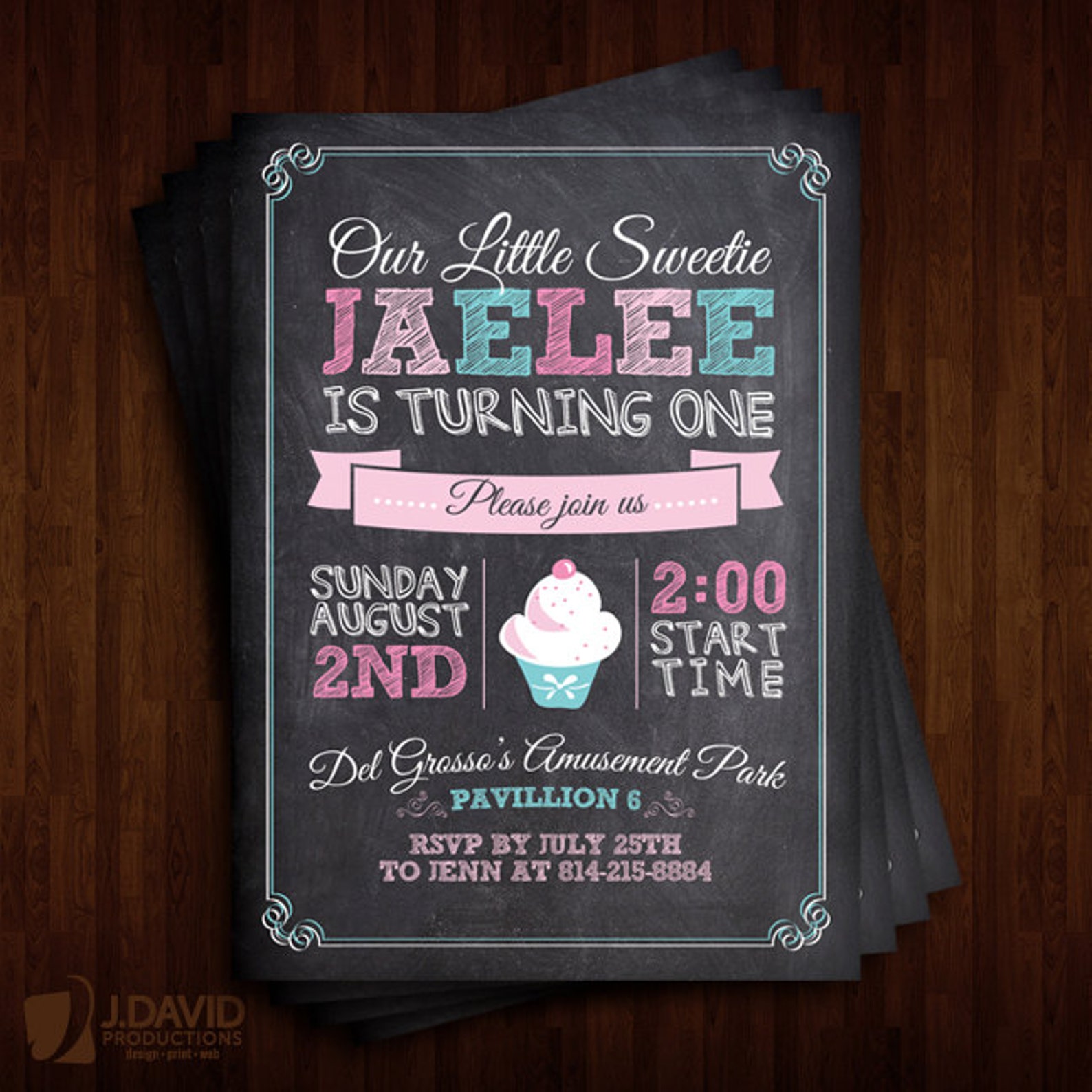 Cupcake Theme 1st Birthday Invitation Etsy
