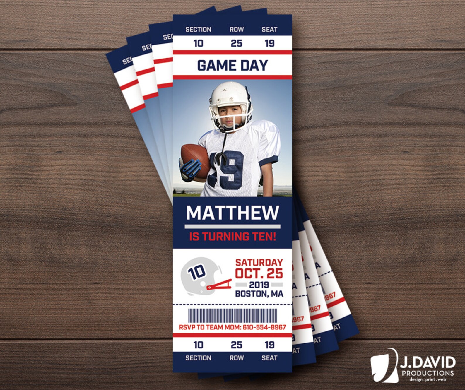 Football Fan Favorite Sports Ticket, Custom Invitation, Save the Date ...