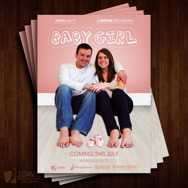 Download Movie Poster Baby Announcement Gender Reveal Cards | Etsy