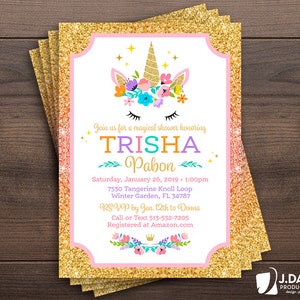 Unicorn Birthday Invitation, Magical Celebration, Girl Party image 8